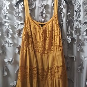 Lane Bryant Gold Lace Insert dress